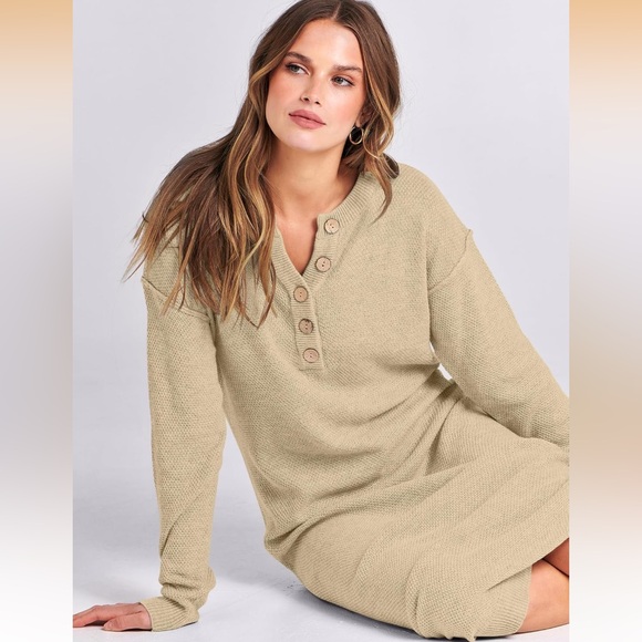 Beige Knit Sweater Dress XL - Picture 3 of 9